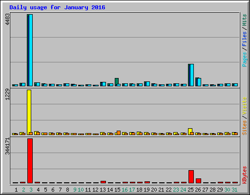 Daily usage for January 2016