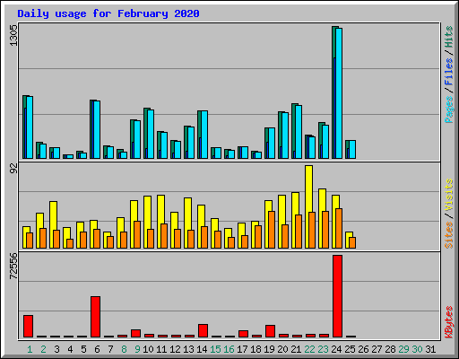 Daily usage for February 2020