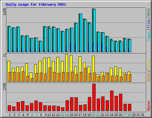Daily usage for February 2021