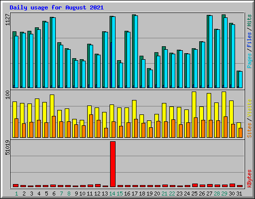 Daily usage for August 2021
