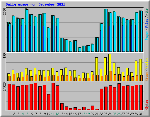 Daily usage for December 2021