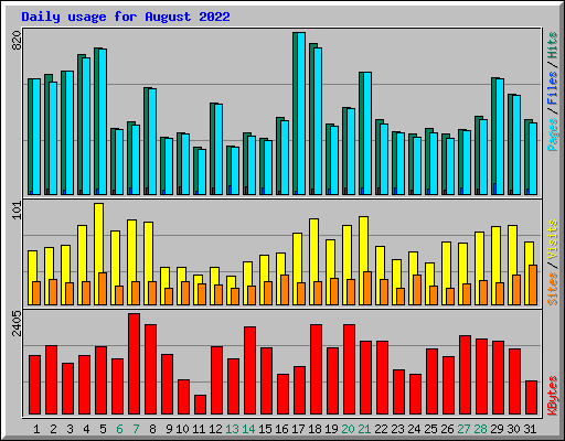 Daily usage for August 2022