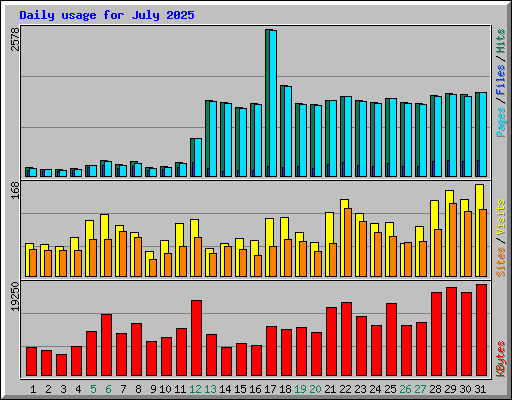 Daily usage for July 2025