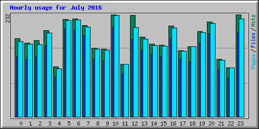 Hourly usage for July 2016