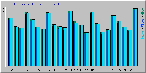 Hourly usage for August 2016